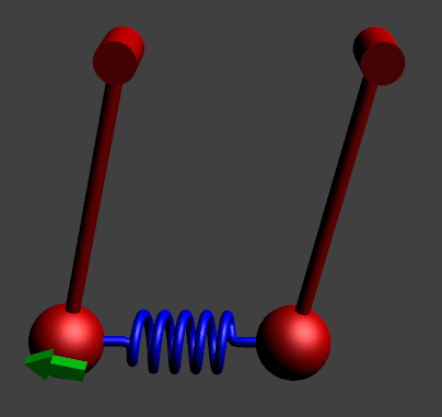 coupled pendulum steered by keyboard made with Blender and run with Burster